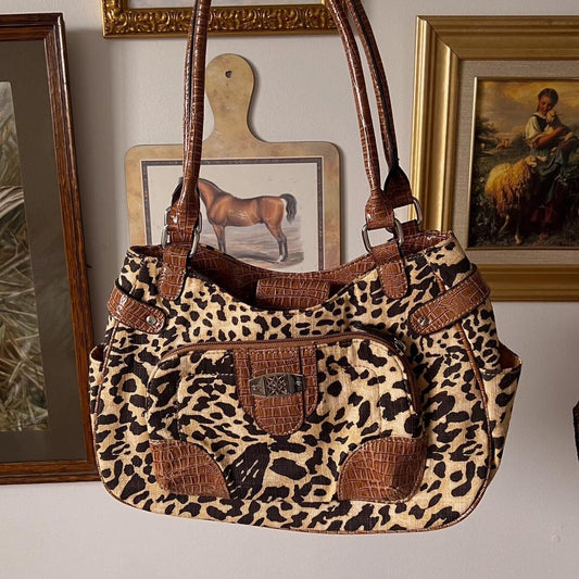 Y2K leopard print bag