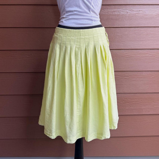 Lime green pleated midi skirt (M)