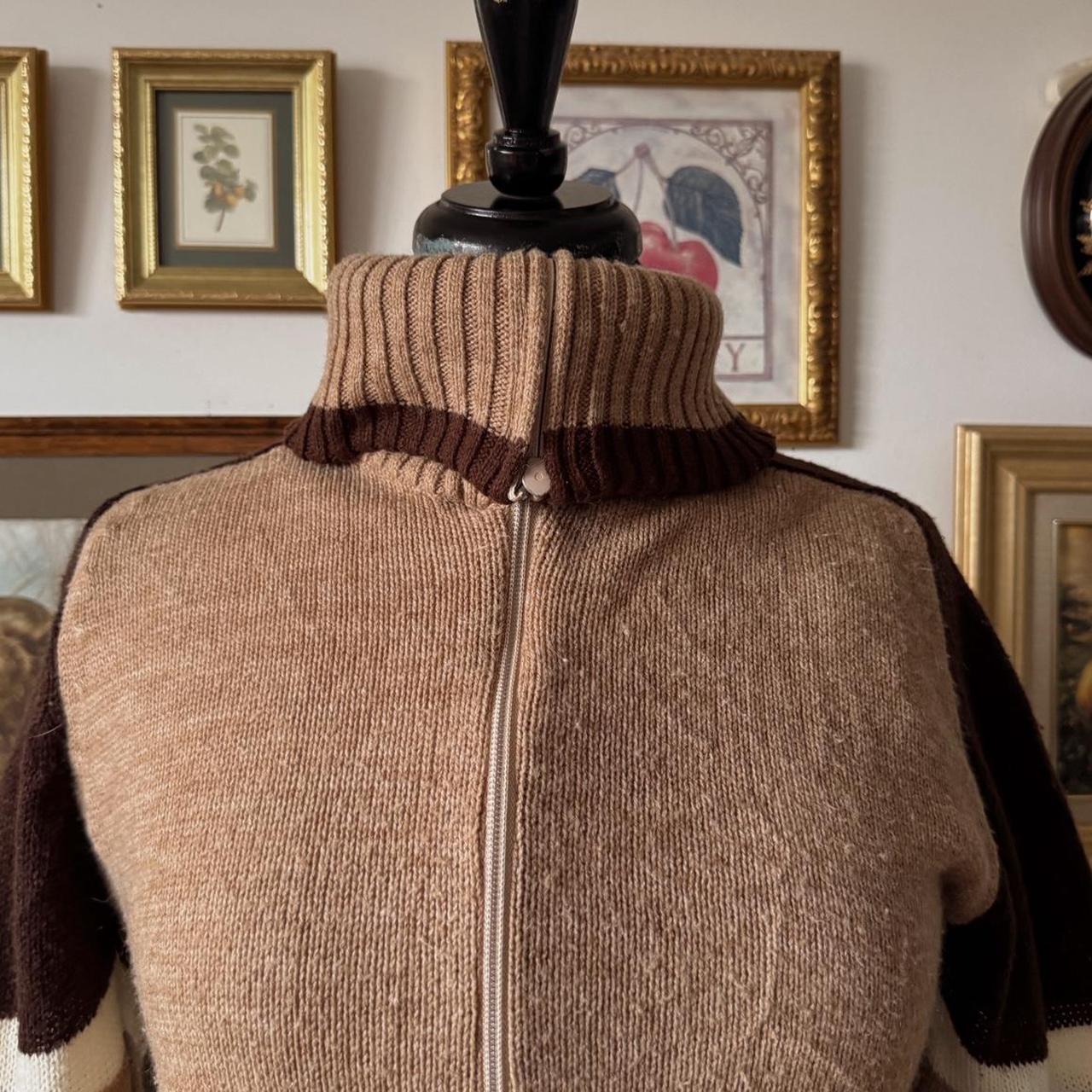 Vintage 70s earthy knit zip up (M)