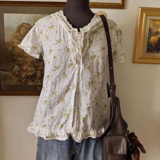 Cottage boho ruffle blouse (L)