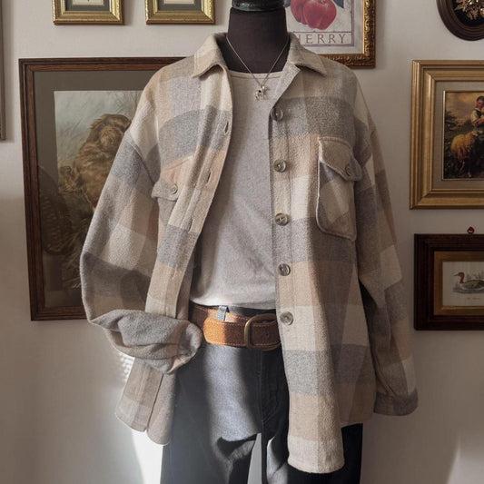Cozy light birch flannel button up (L)
