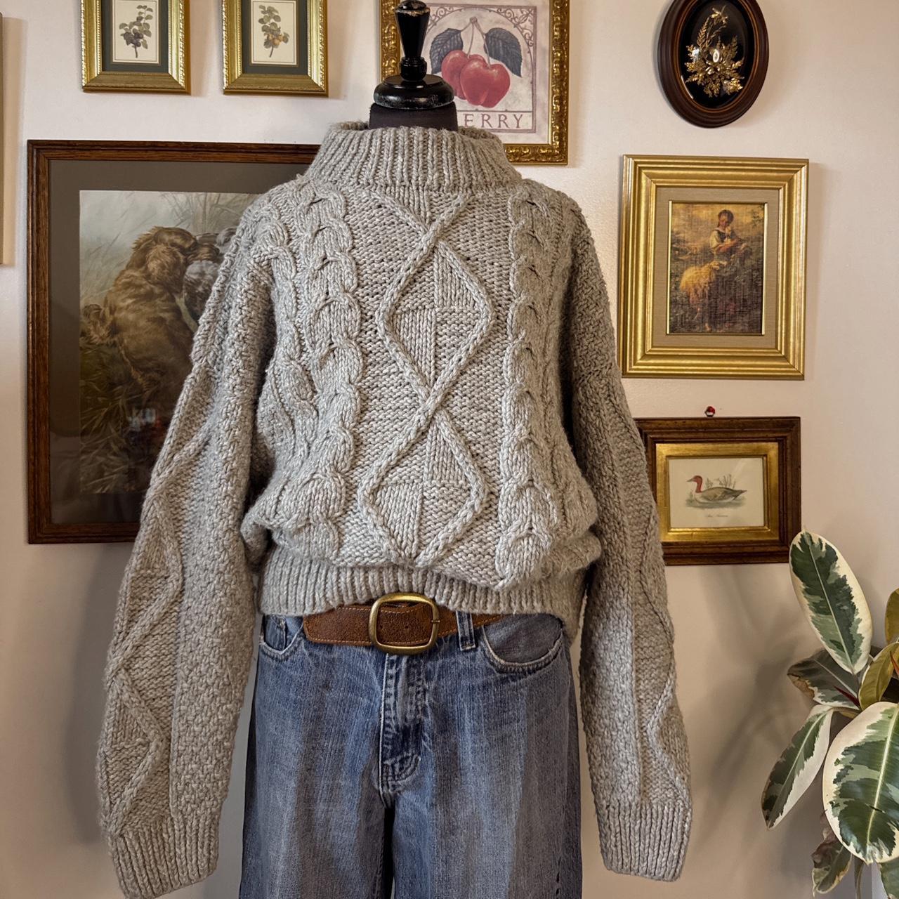 Chunky grey wool knit sweater (XL)