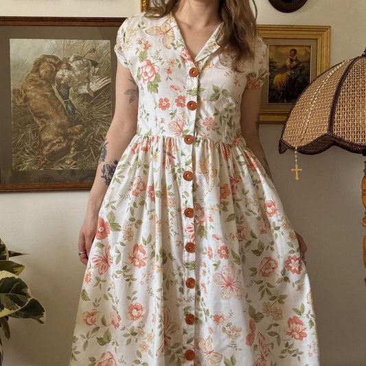 1990s butterfly maxi dress (M)