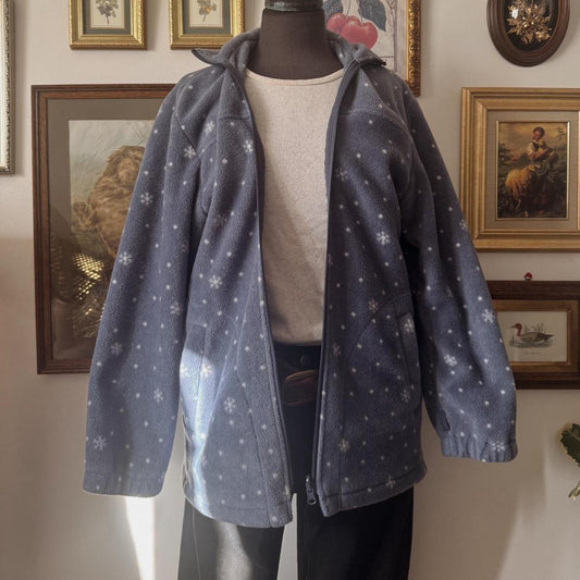 Blue snowflake fleece zip up (M)