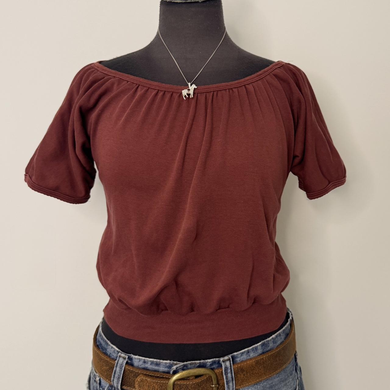 Burgundy cotton off the shoulder top (S)