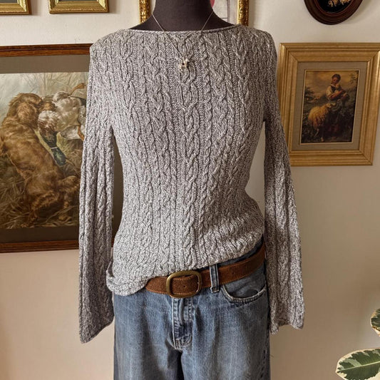 Grey cotton boatneck sweater (M)