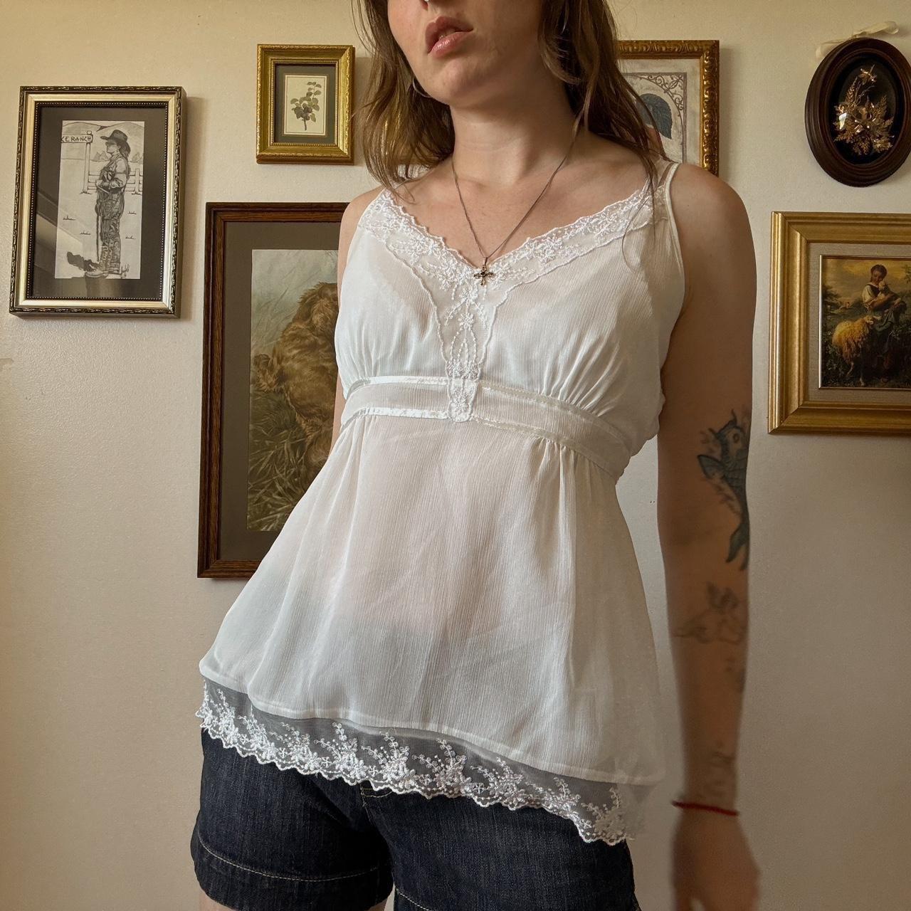 White lace cami tank (L)