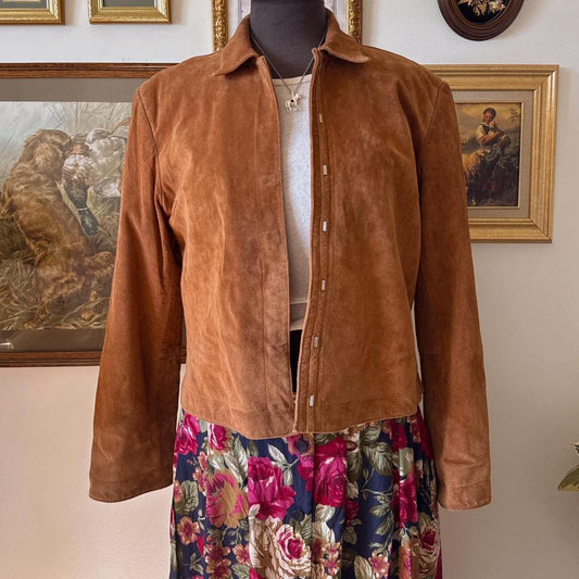 Caramel brown suede leather jacket (M/L)