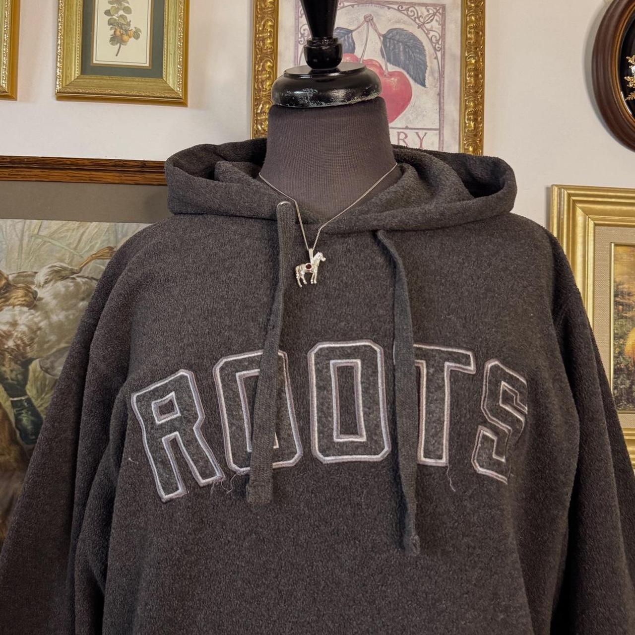 Charcoal grey roots fleece hoodie (S)