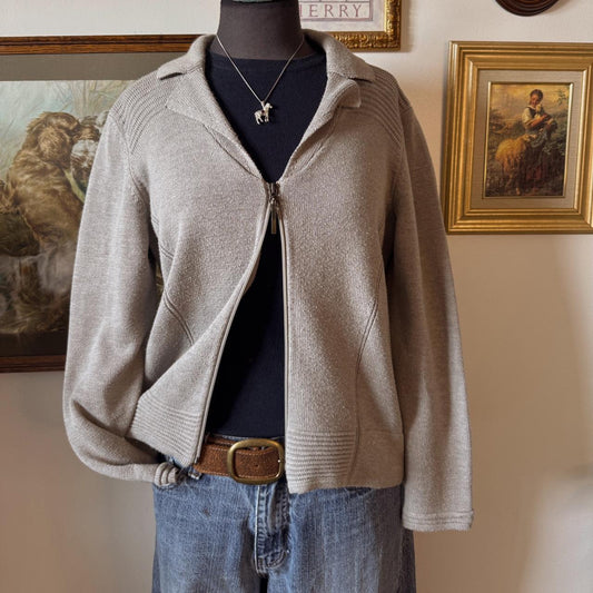 Grey double zip slouchy knit (M)