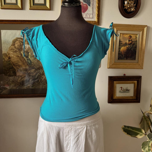 Blue y2k fairy ribbon top (S)