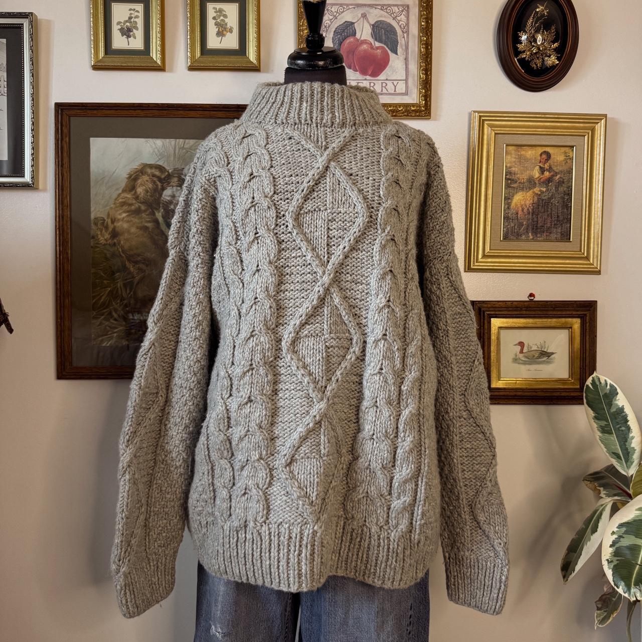 Chunky grey wool knit sweater (XL)
