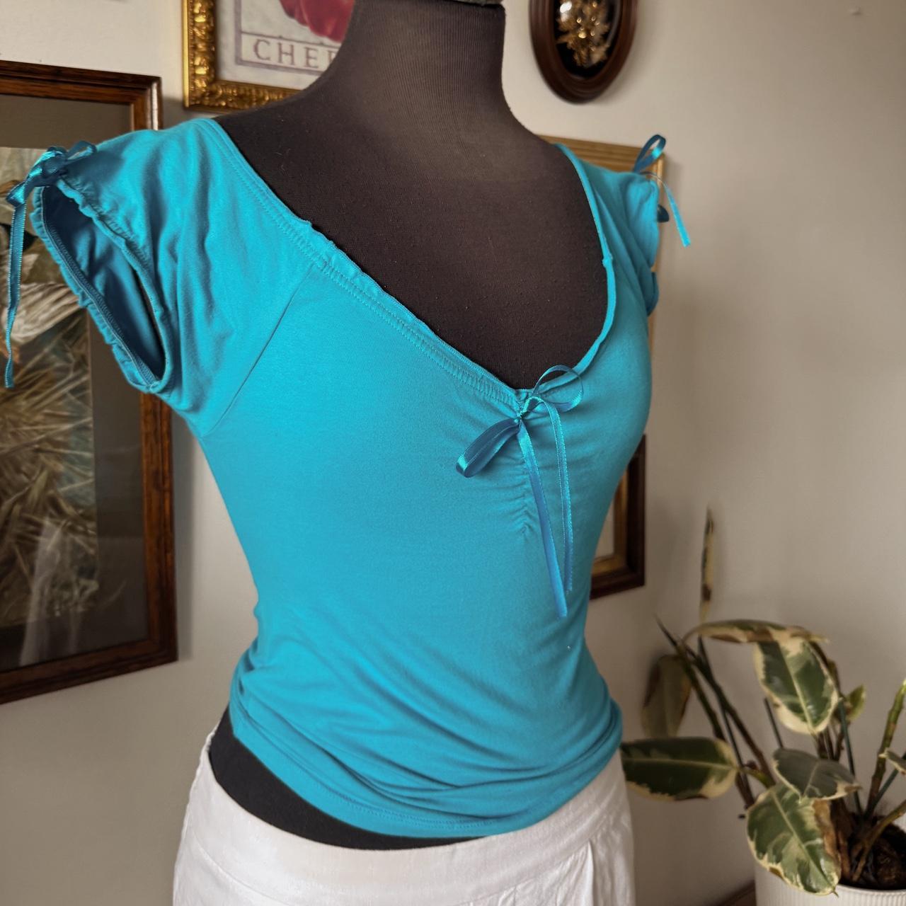 Blue y2k fairy ribbon top (S)