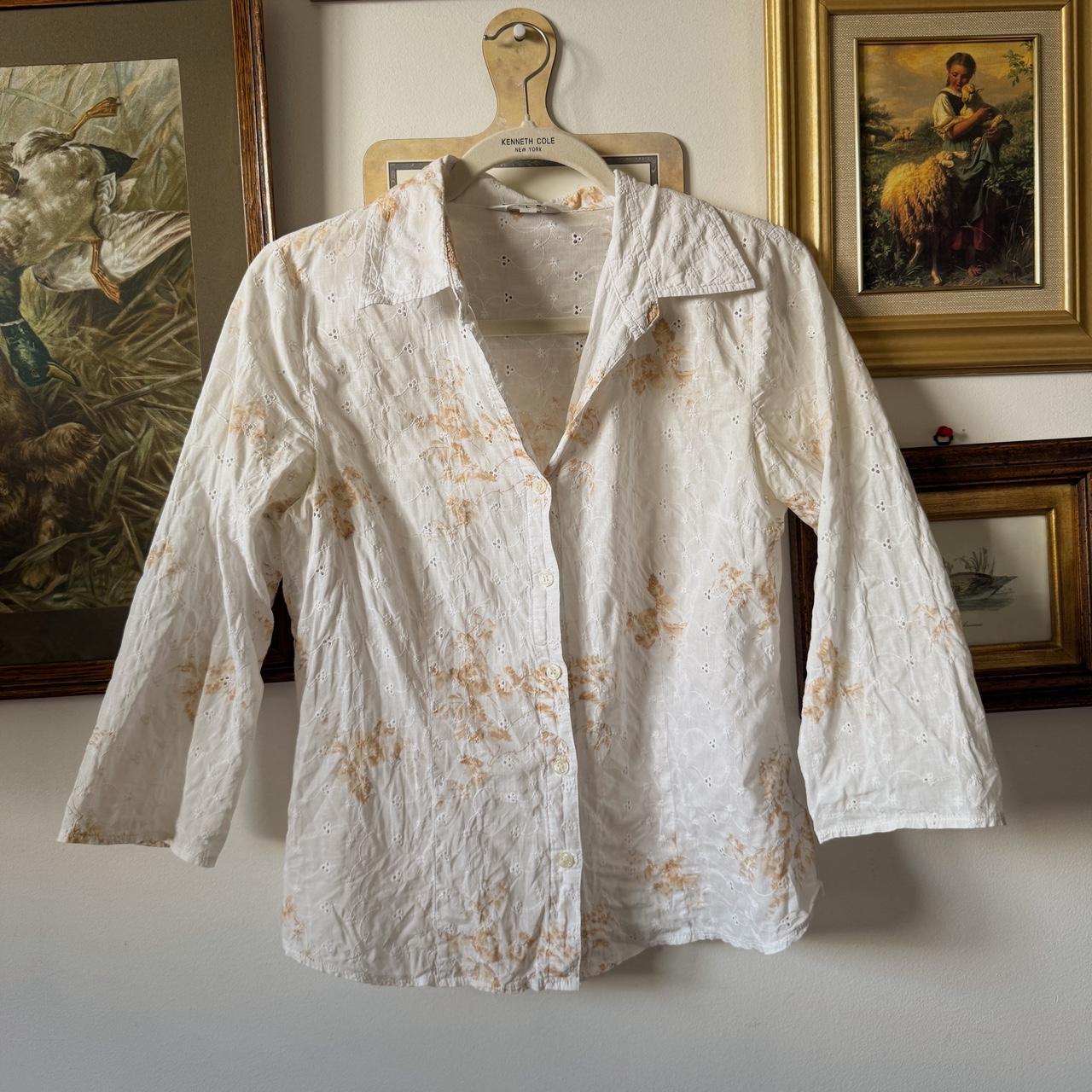 White eyelet cottage blouse (M)