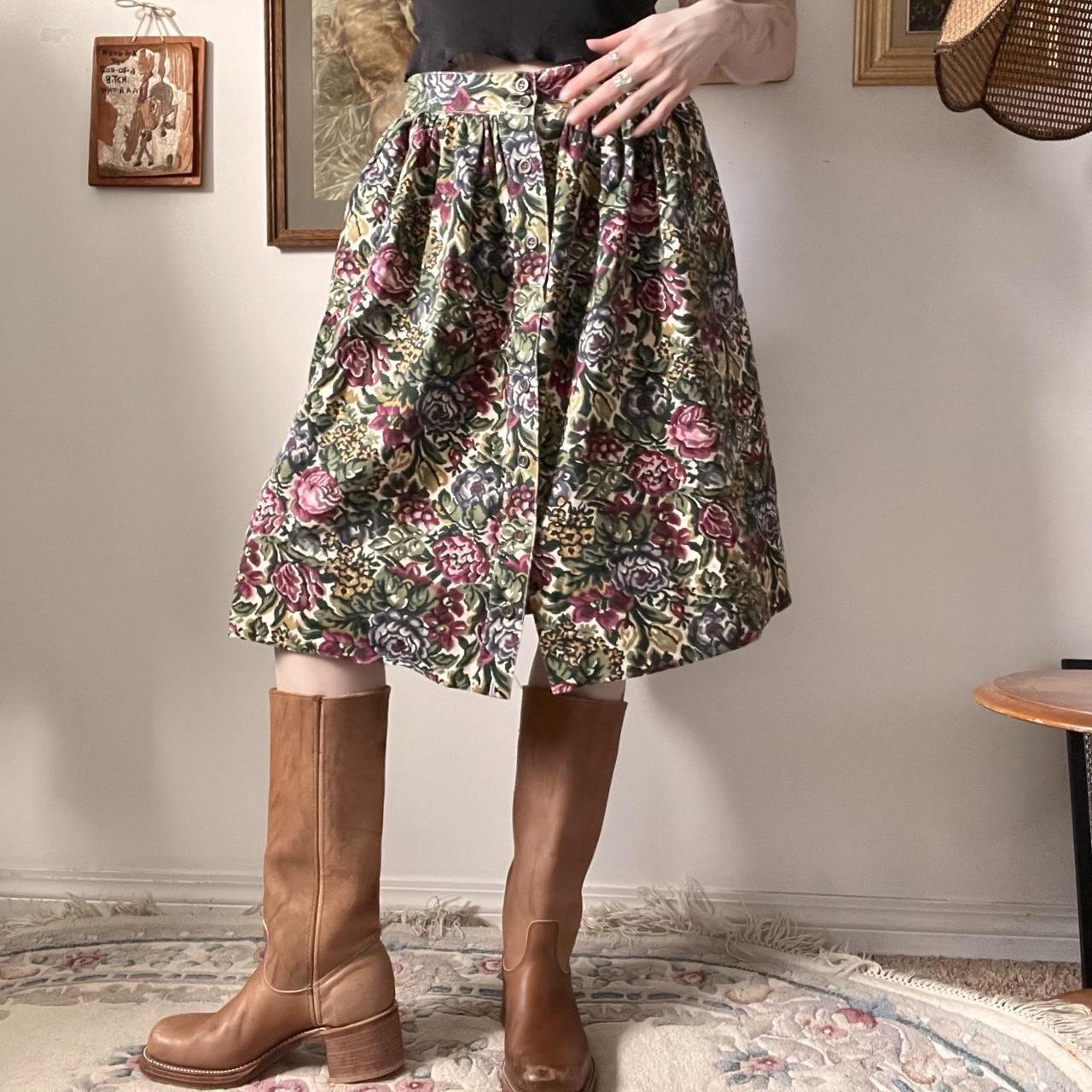 Vintage floral midi skirt (30")