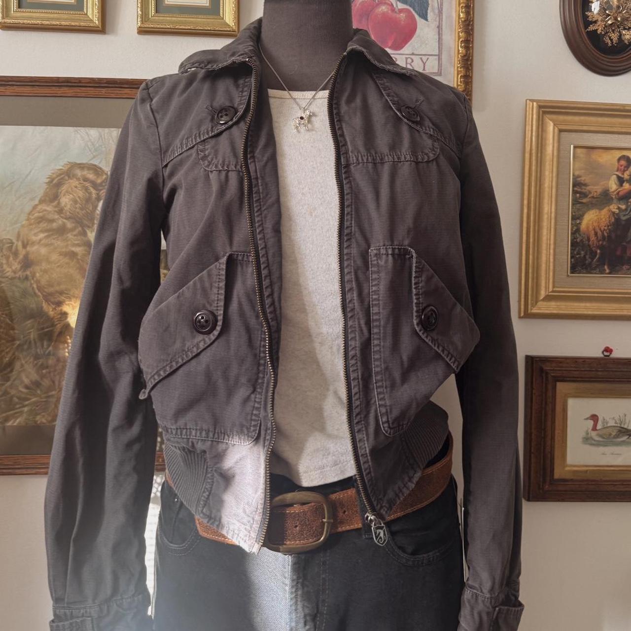 Y2K grey cotton bomber jacket (S)