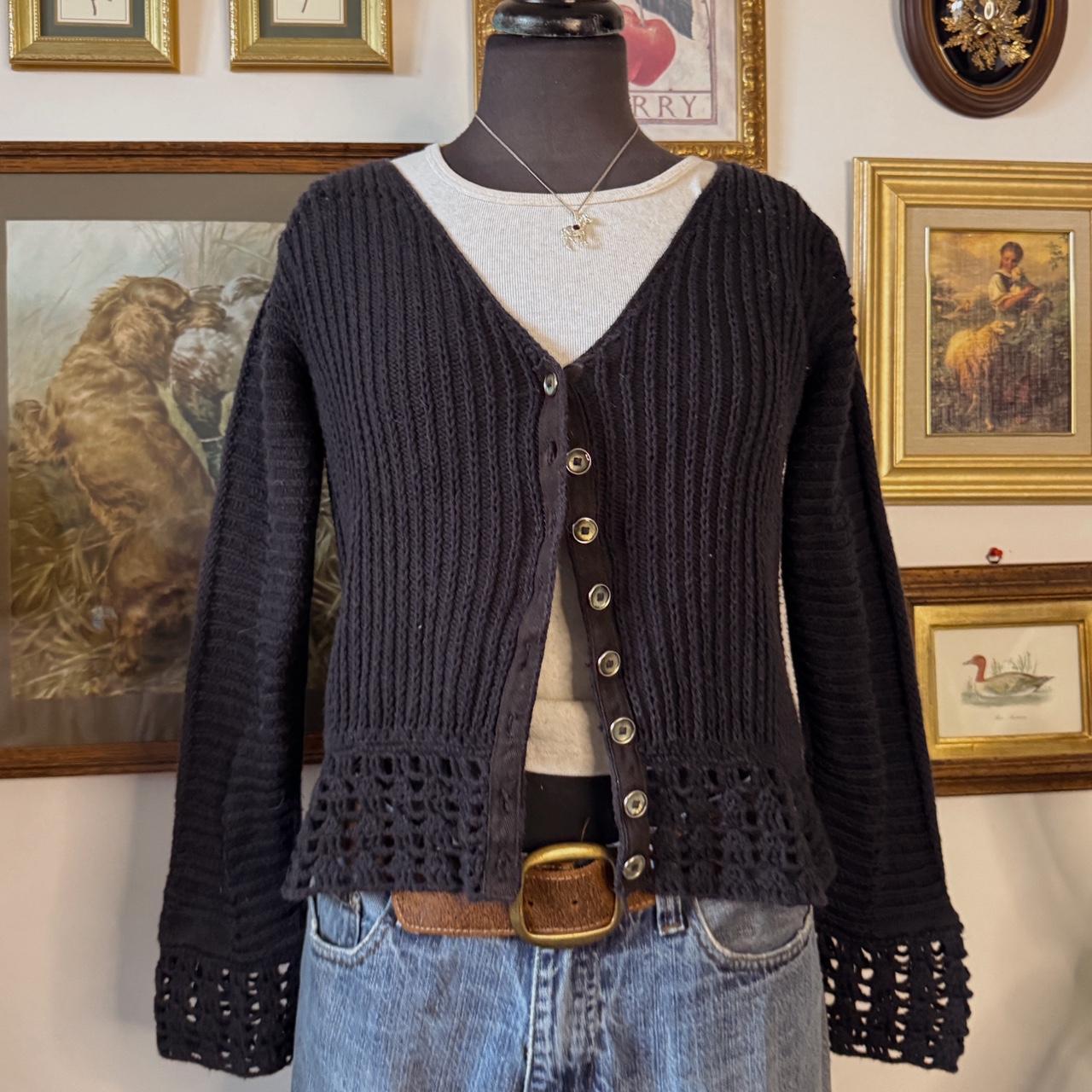 Black cottage knit cardigan (XS)