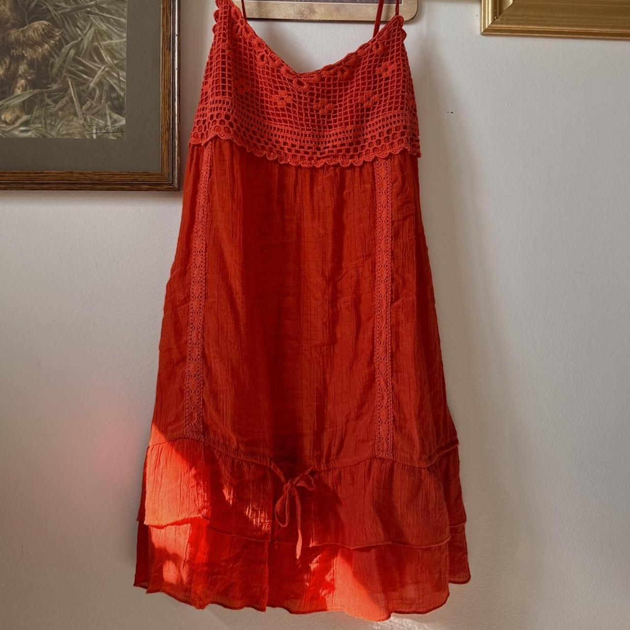 Red crochet lace mini dress (S)