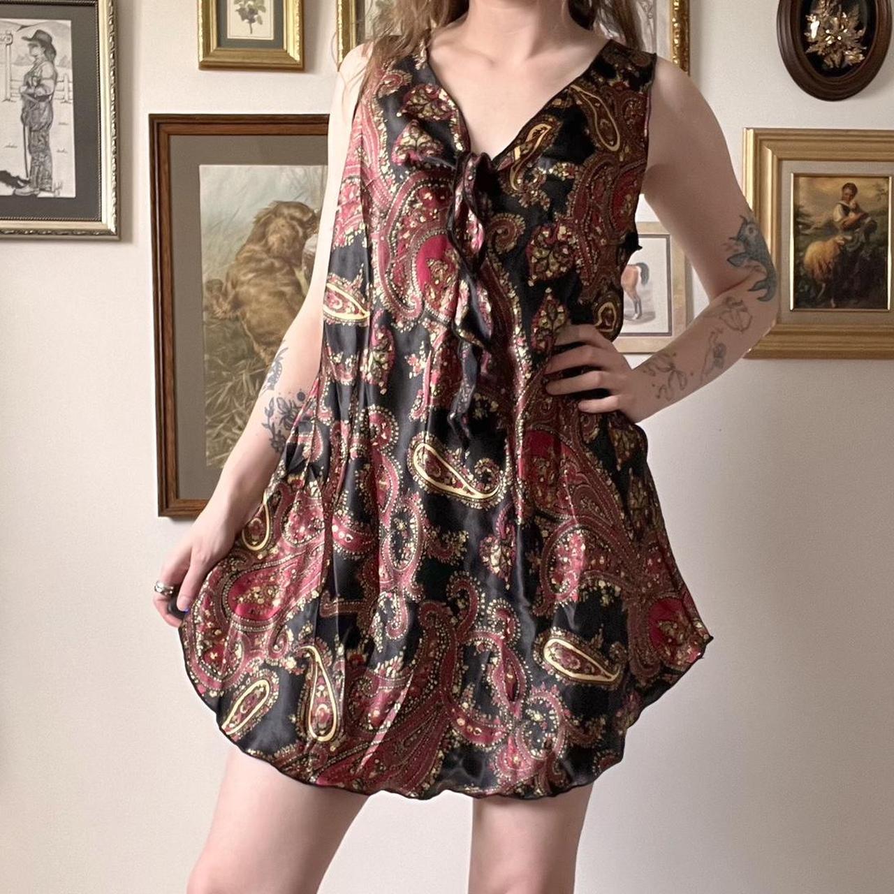 Mini paisley slip dress (L)