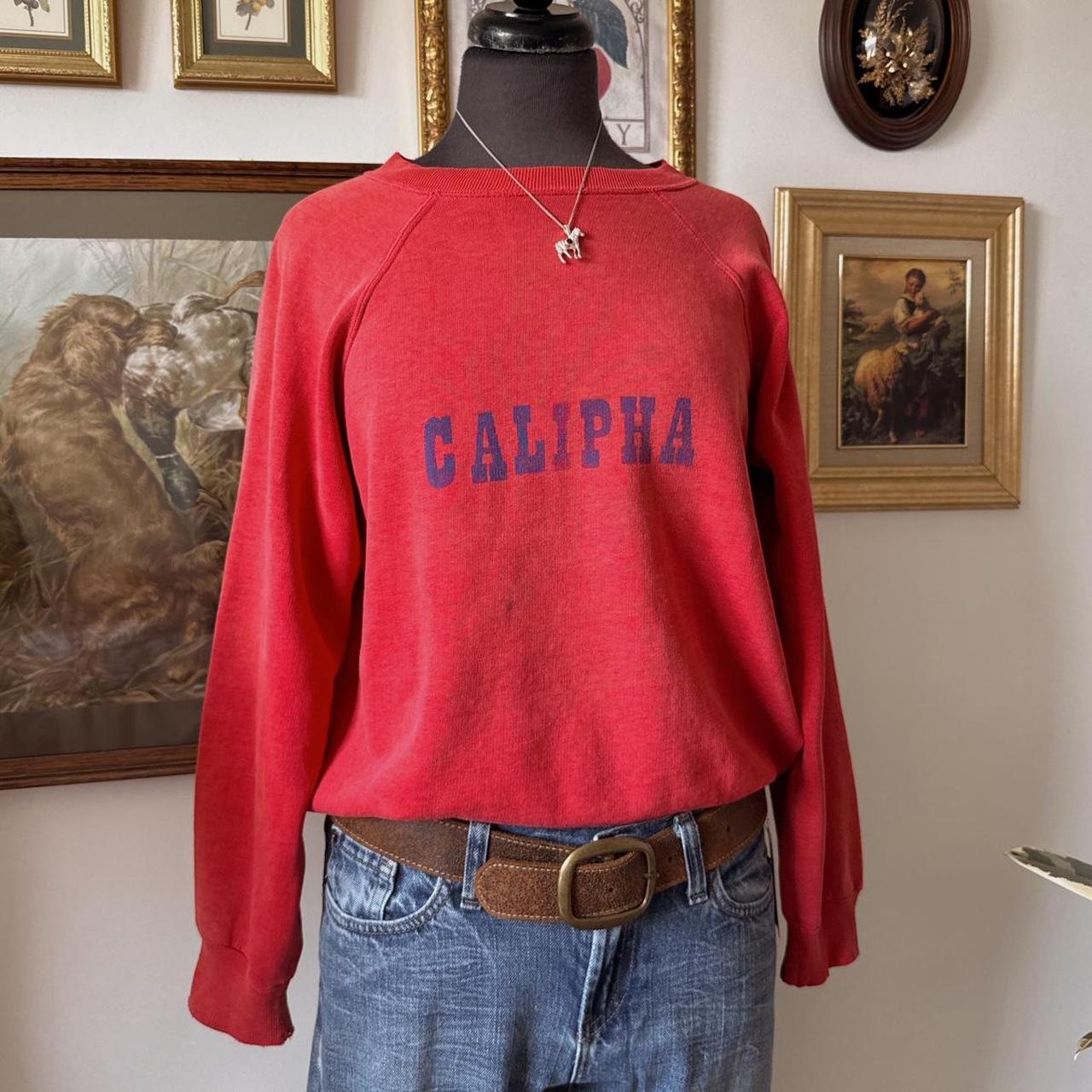 70s red slouch crew neck (XS)