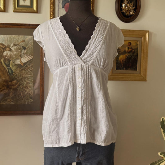 White babydoll cotton top (M)