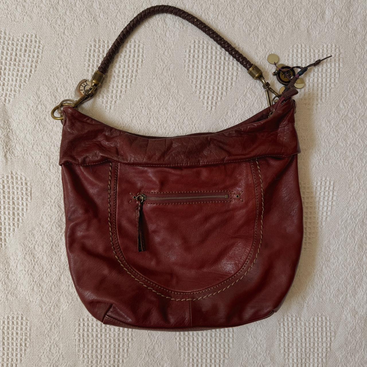 Burgundy leather slouch bag