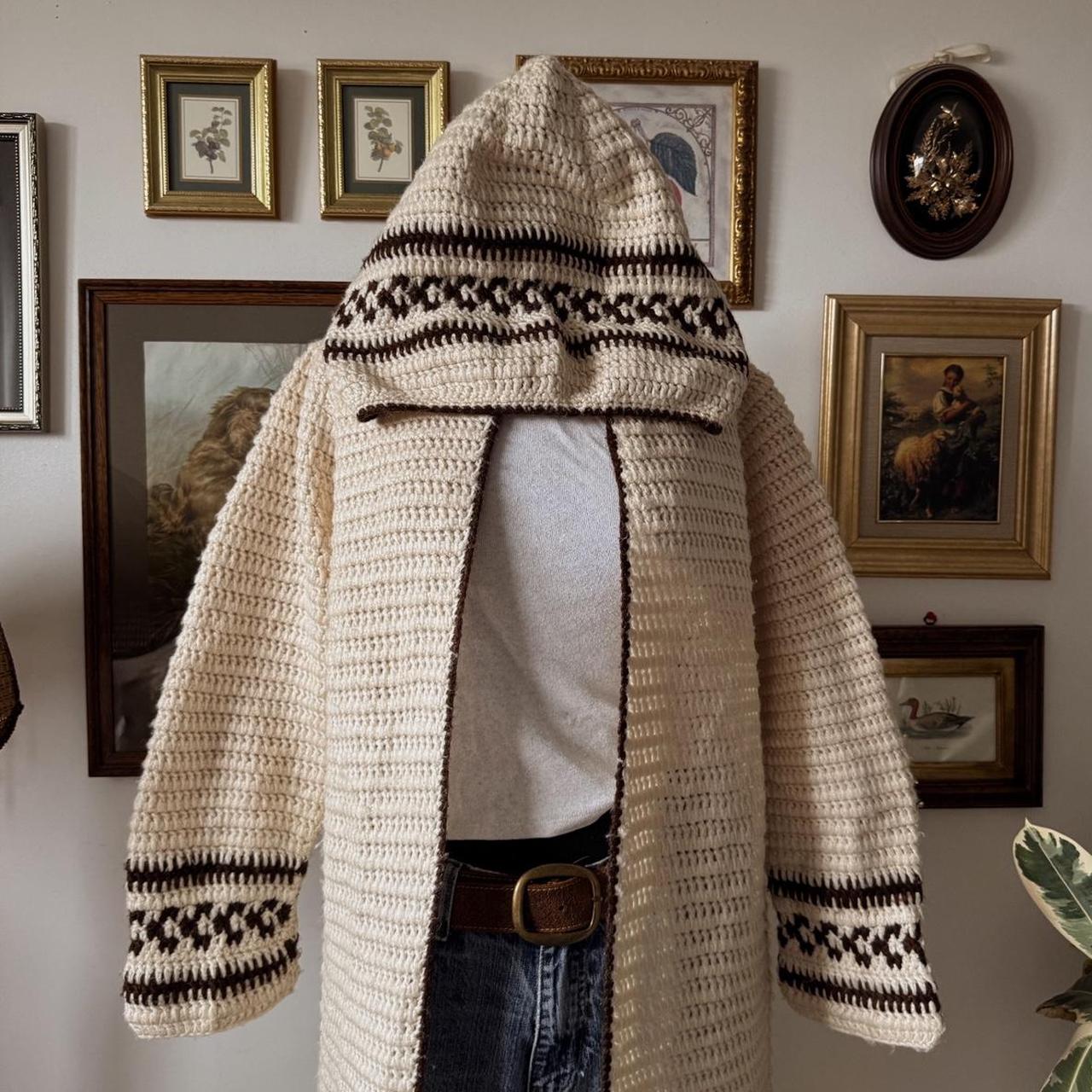 Long wool knitted cardigan (M)