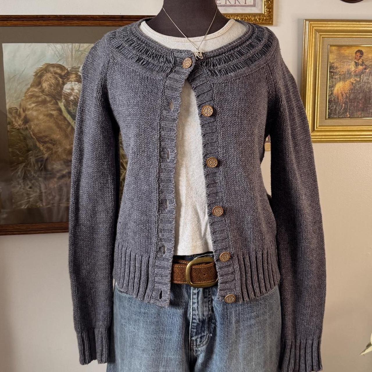 Soft navy knit cottage cardigan (M)