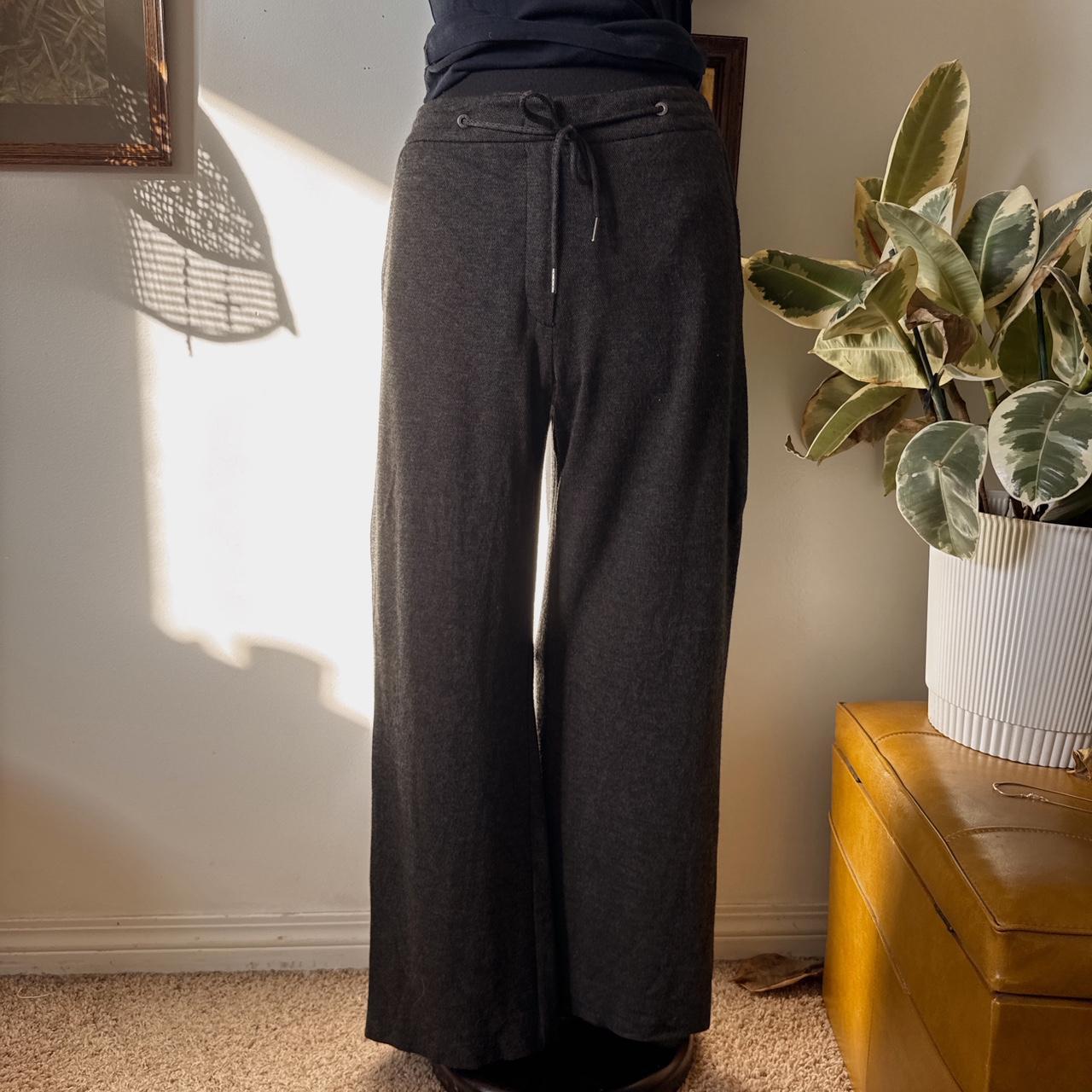 Charcoal grey wide leg knit pants (M)