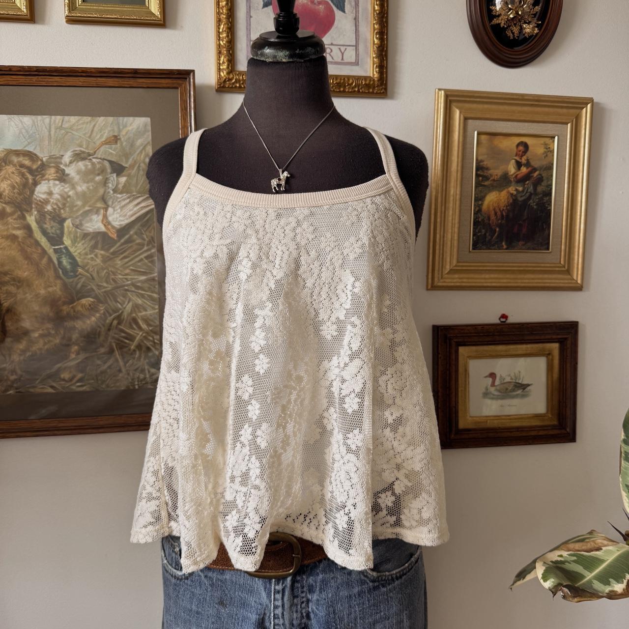 Cream lace babydoll cami top (M)