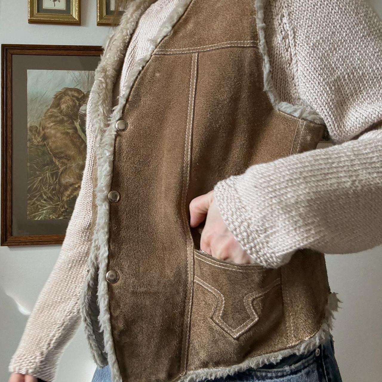 70s suede sherpa vest (L)