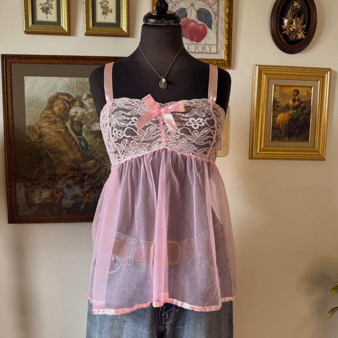 Pink lace babydoll top (S)