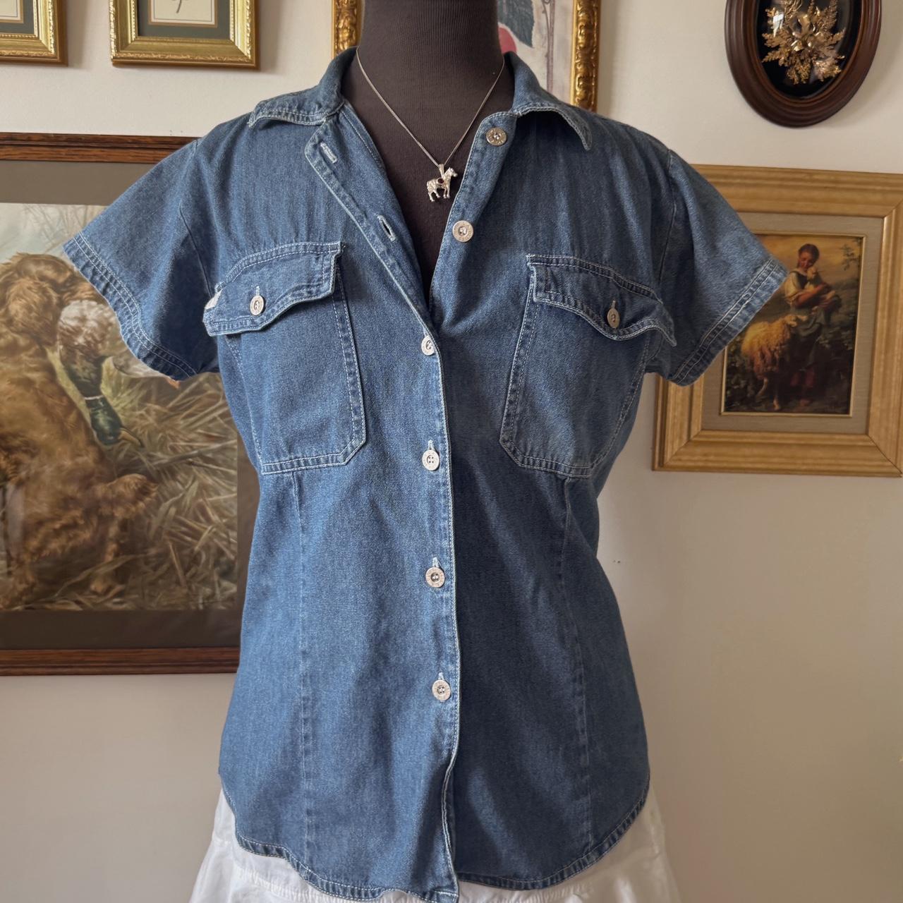 Denim button up short sleeve (M)