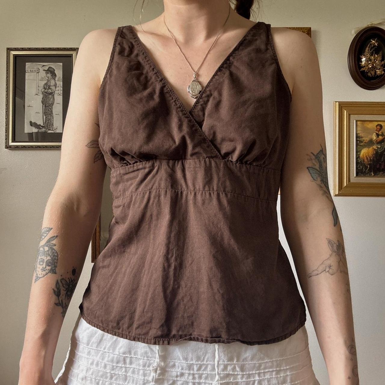 Brown linen tank (M)