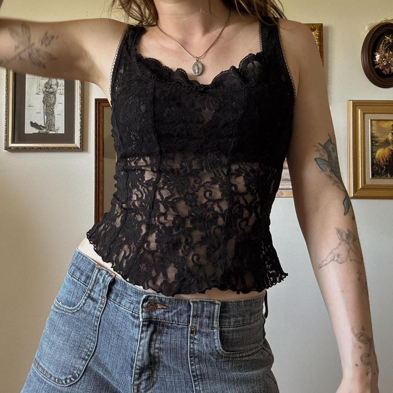 Angelic black lace cami (S)