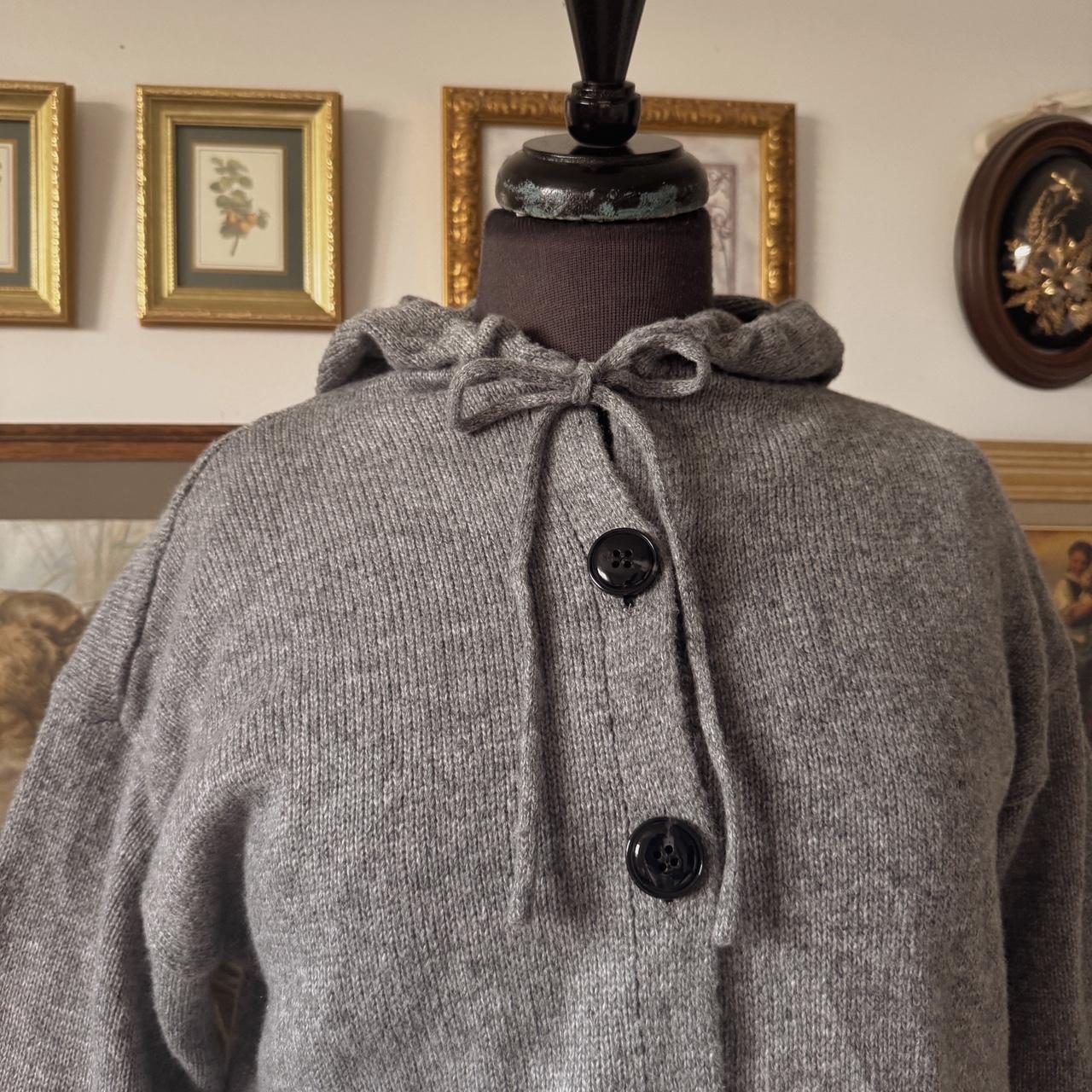 Grey knit hoodie cardigan (M)