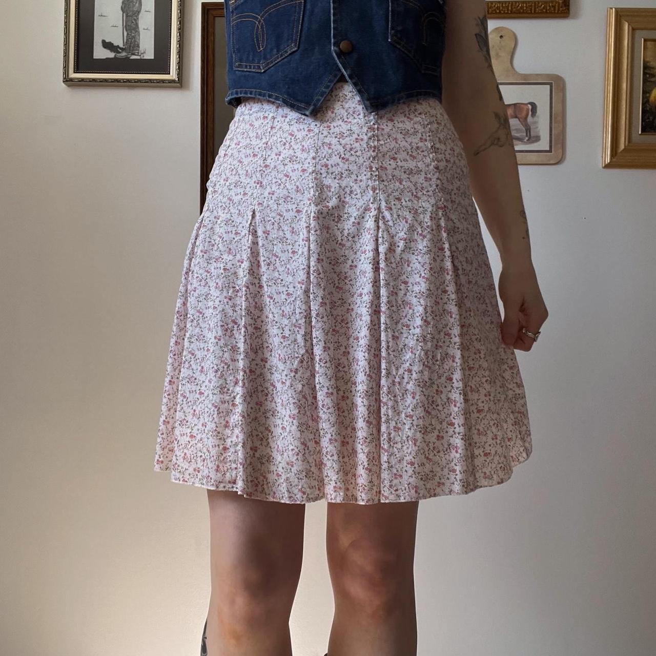 Pink floral midi skirt (26")