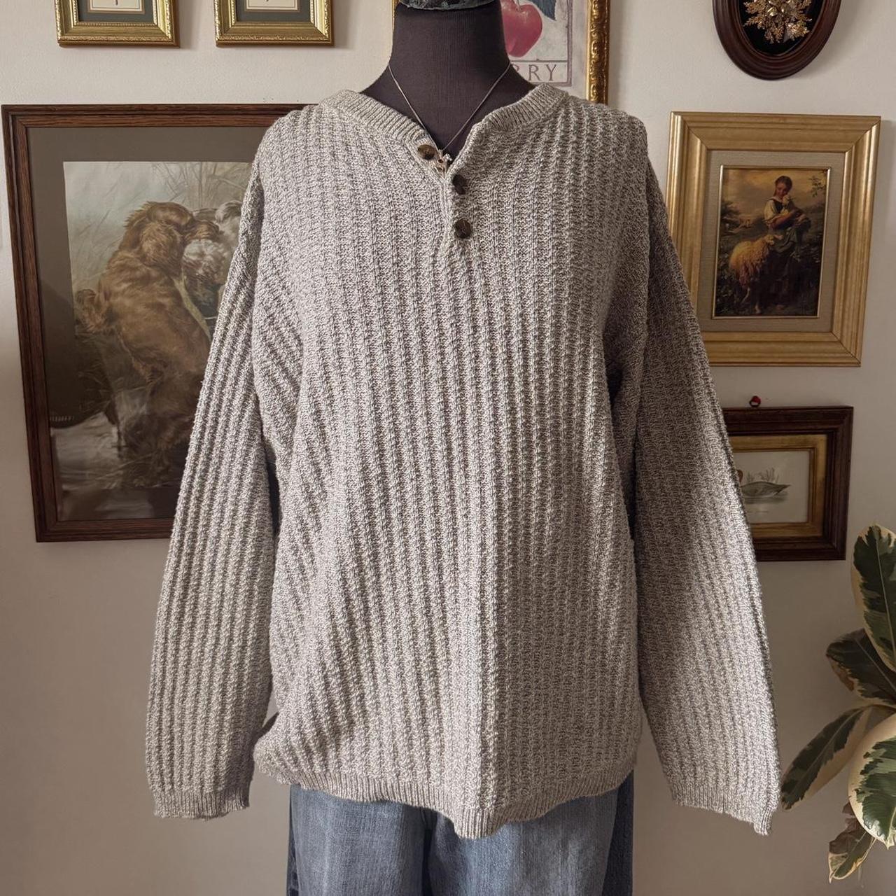 90s slouchy light grey knit sweater (XL)