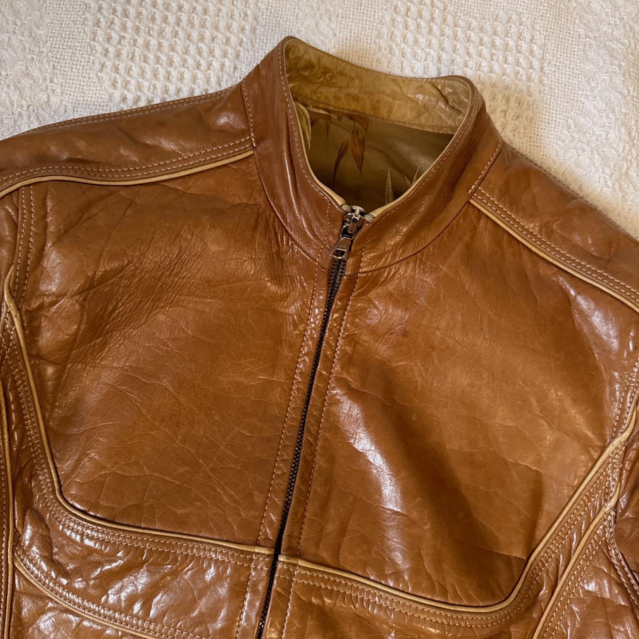 Y2K golden brown leather jacket (XS)