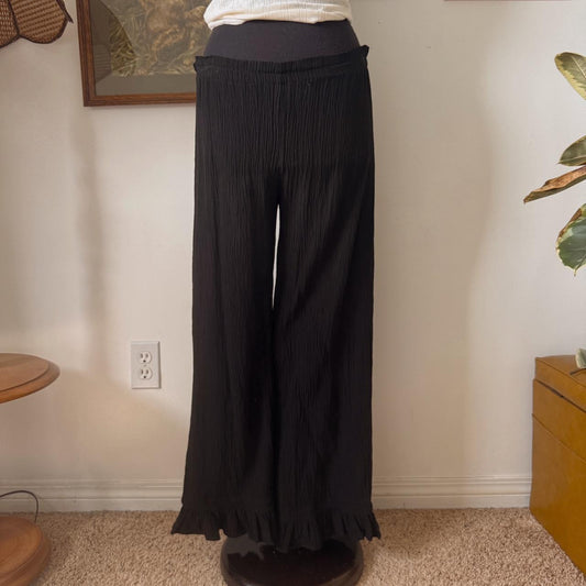 Black cotton ruffle pants (XS)