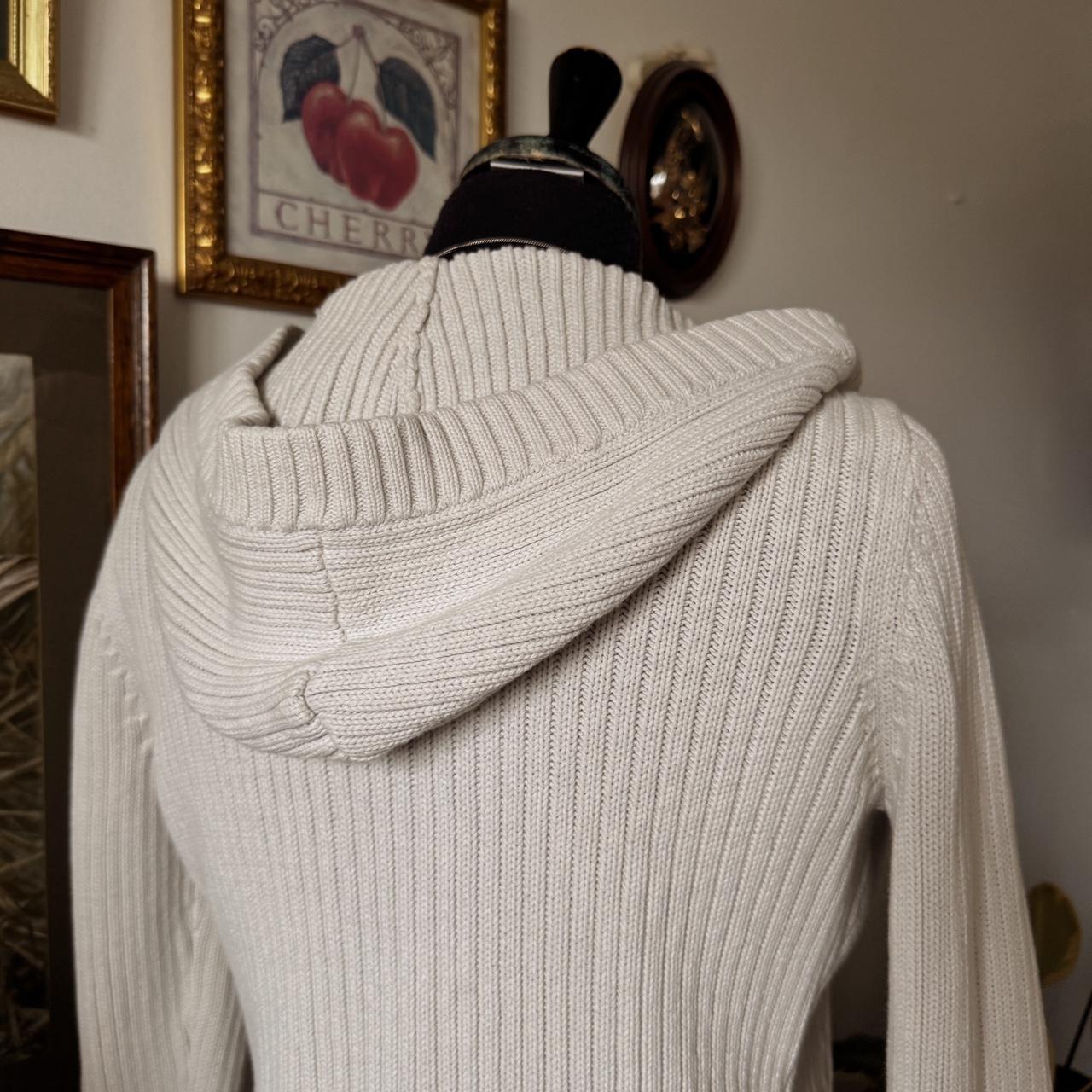 Cream cable knit hooded cardigan (M)