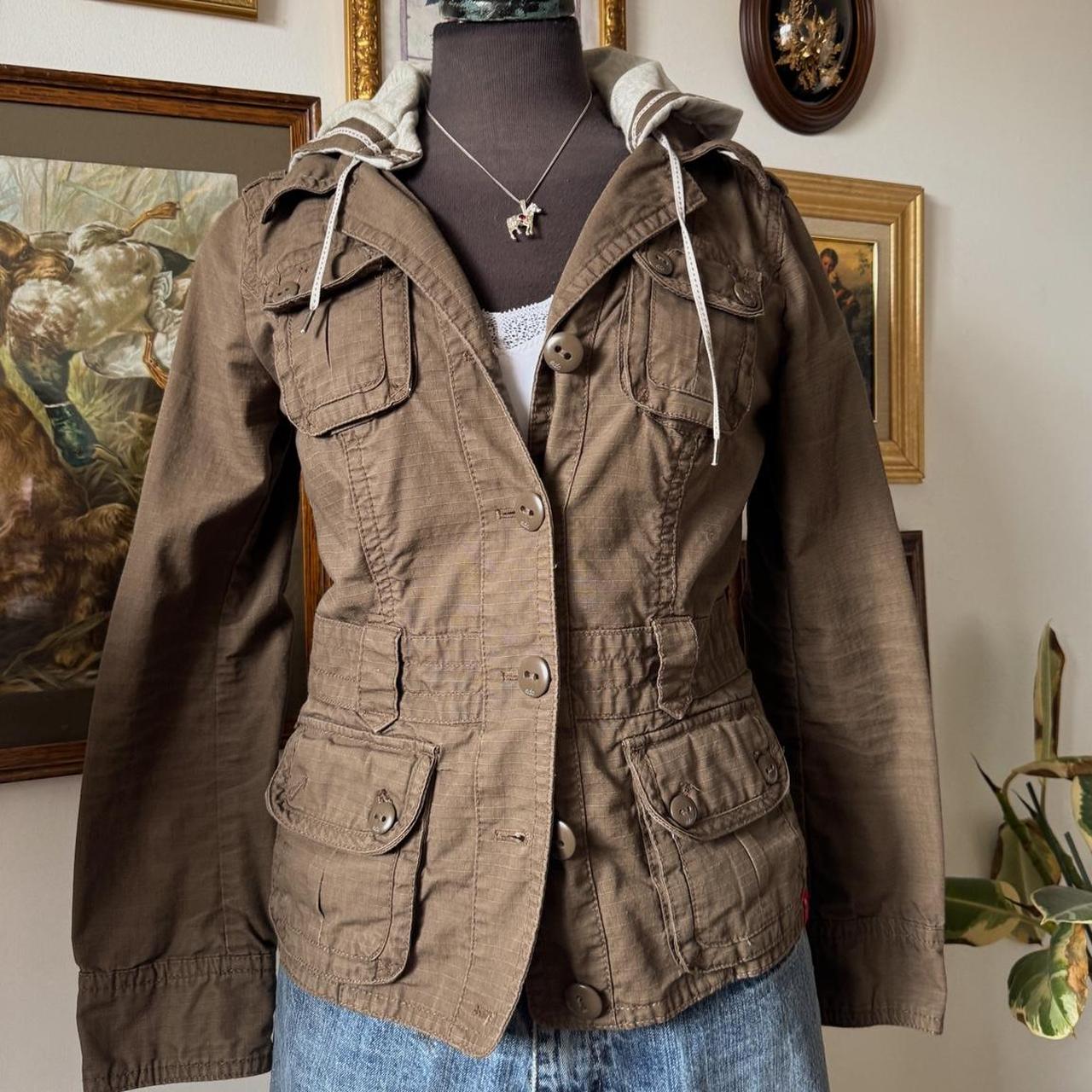 Earthy brown y2k cargo jacket (M)