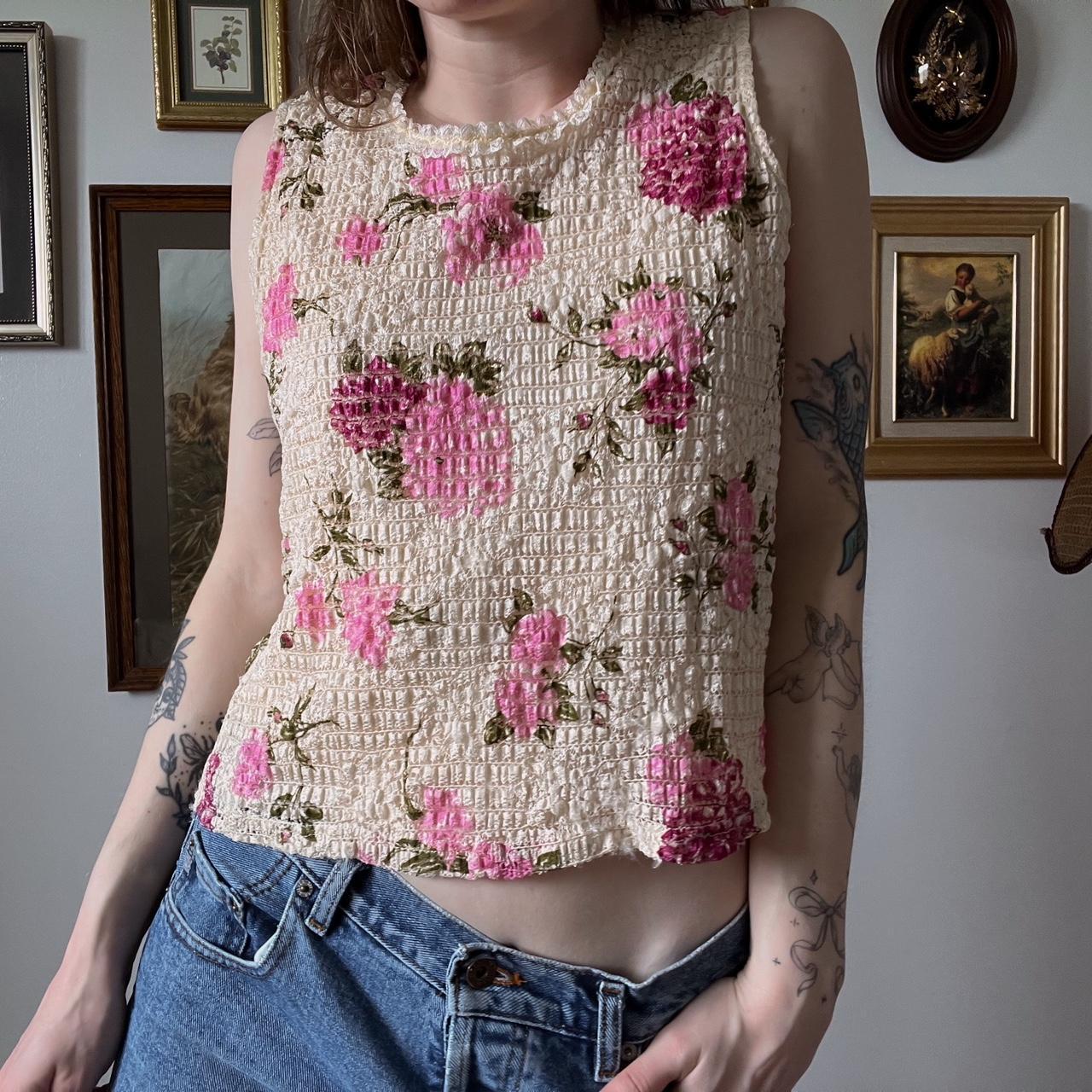 Lace floral tank top (S/M)