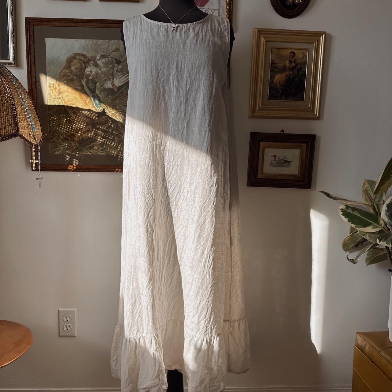 Cream linen ruffle maxi dress (XL)