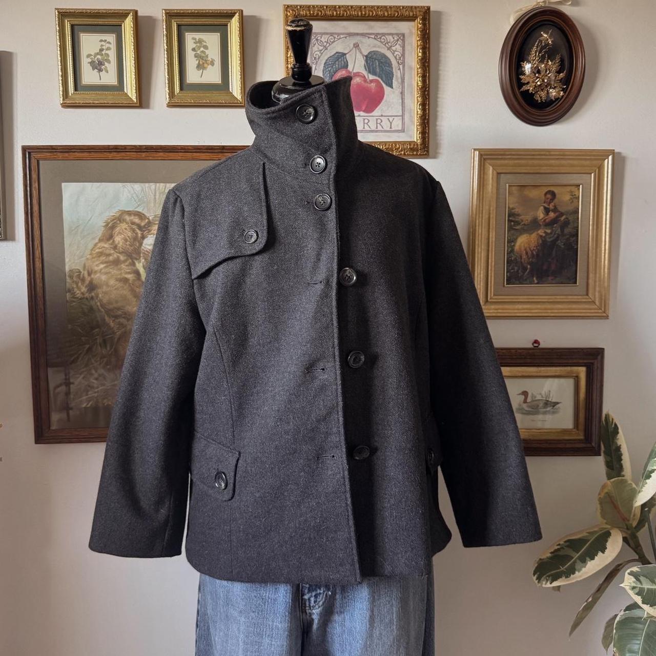 Charcoal grey funnel neck coat (S/M)