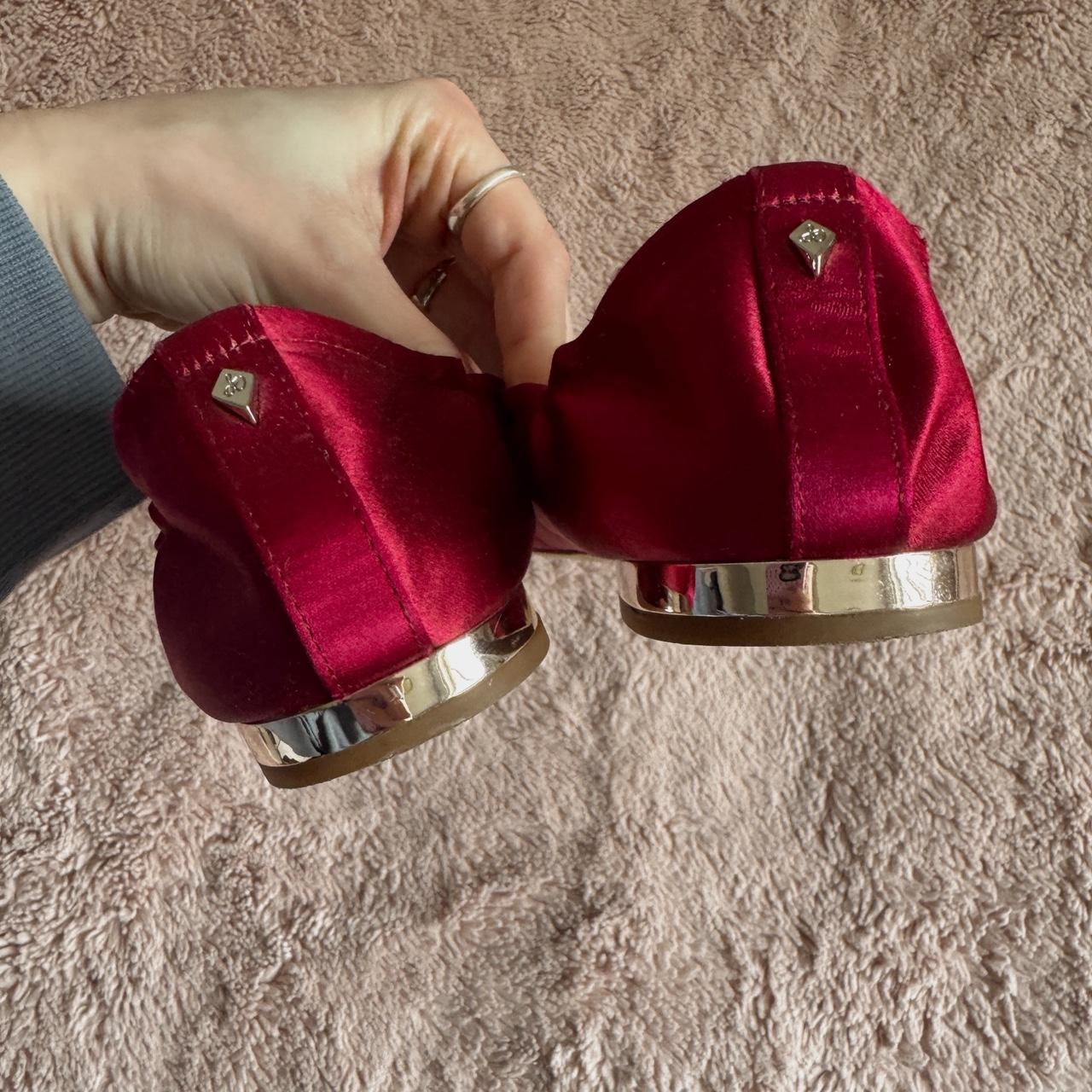 Red satin ballet flats (8.5)