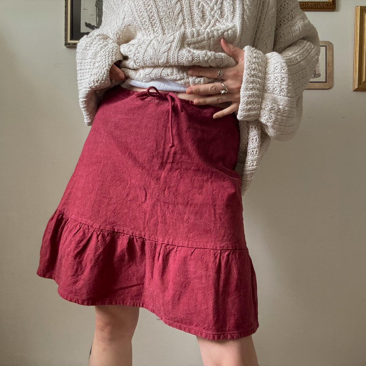 Cherry red ruffle skirt (S)