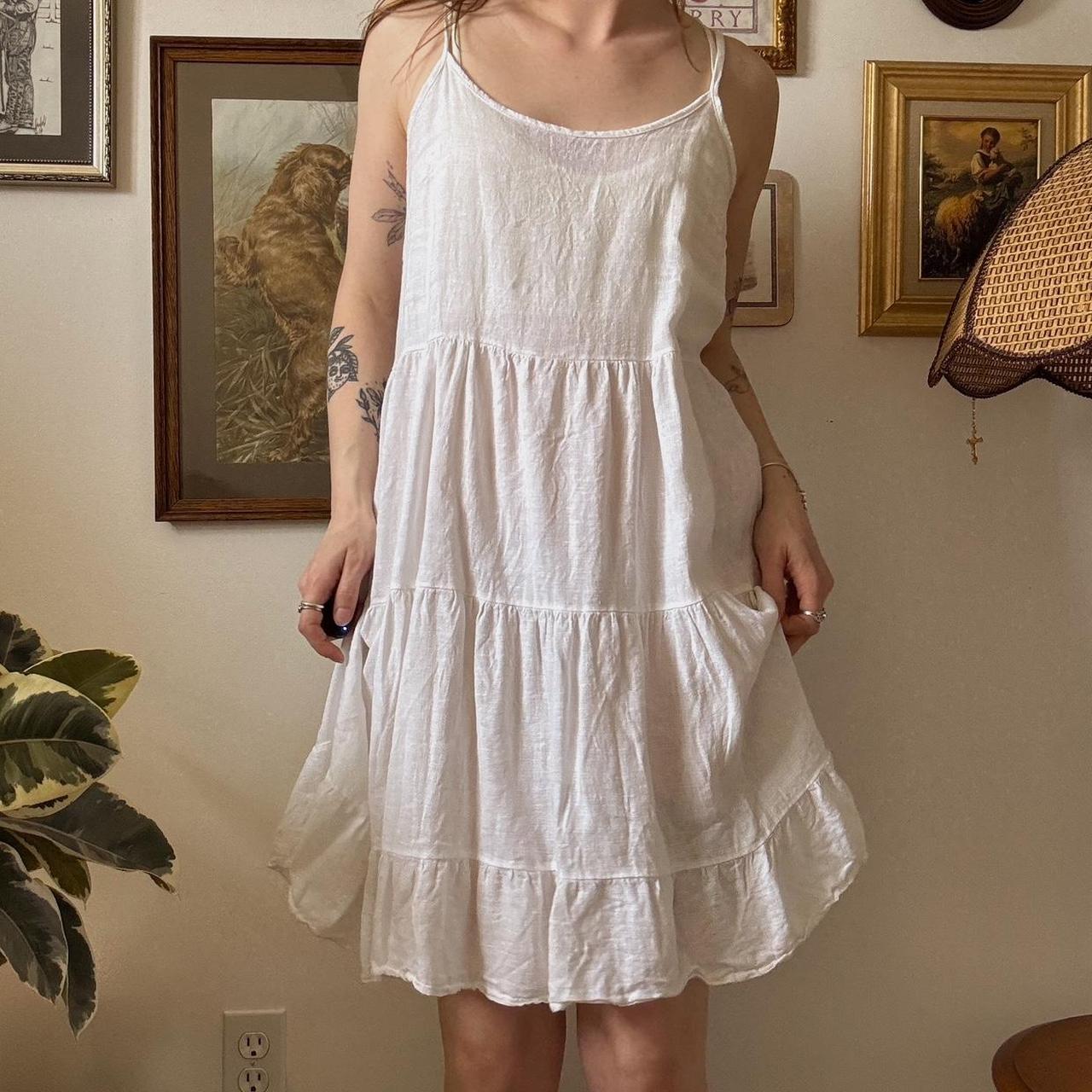 White linen boho dress (S)
