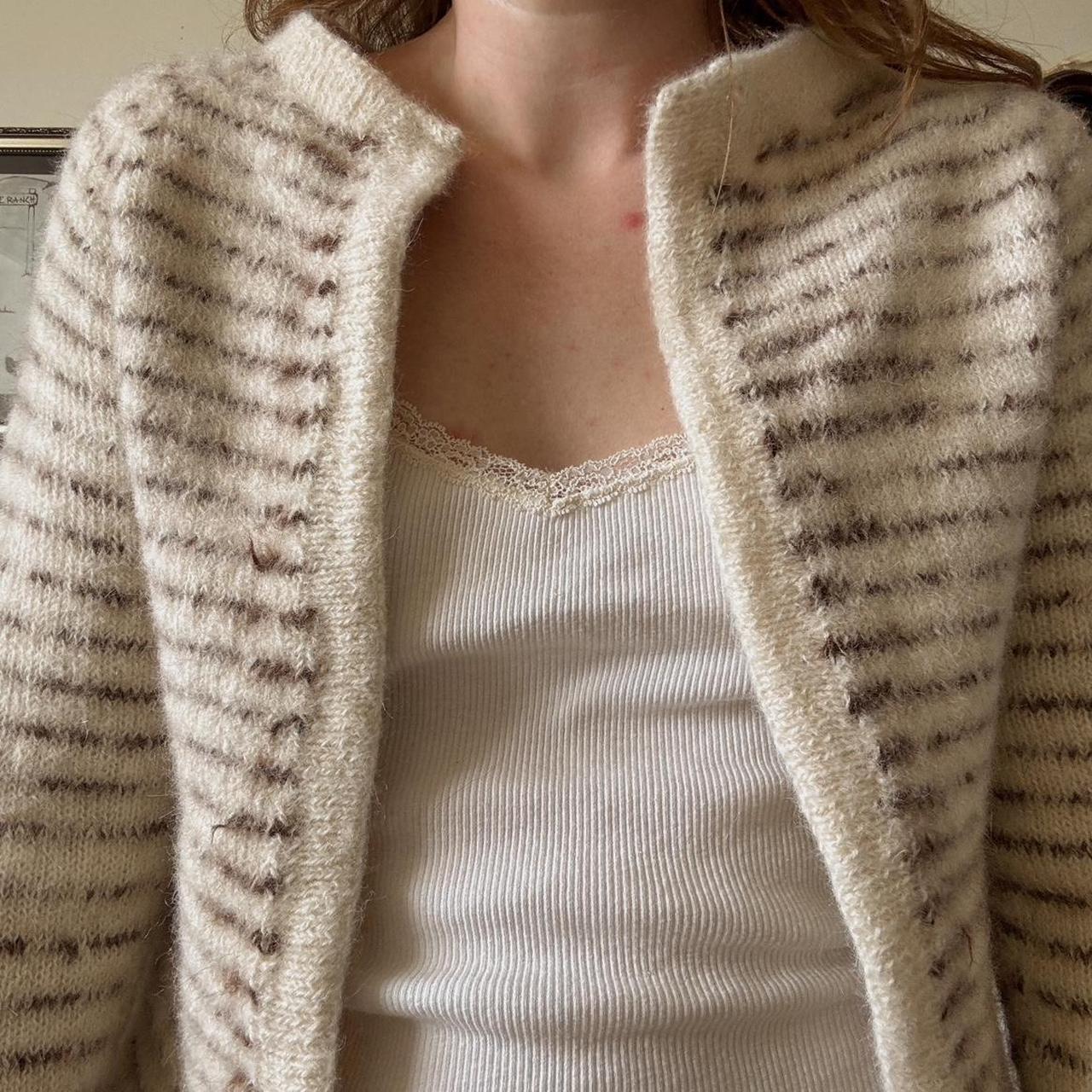 Striped mohair knit cardigan (XS)