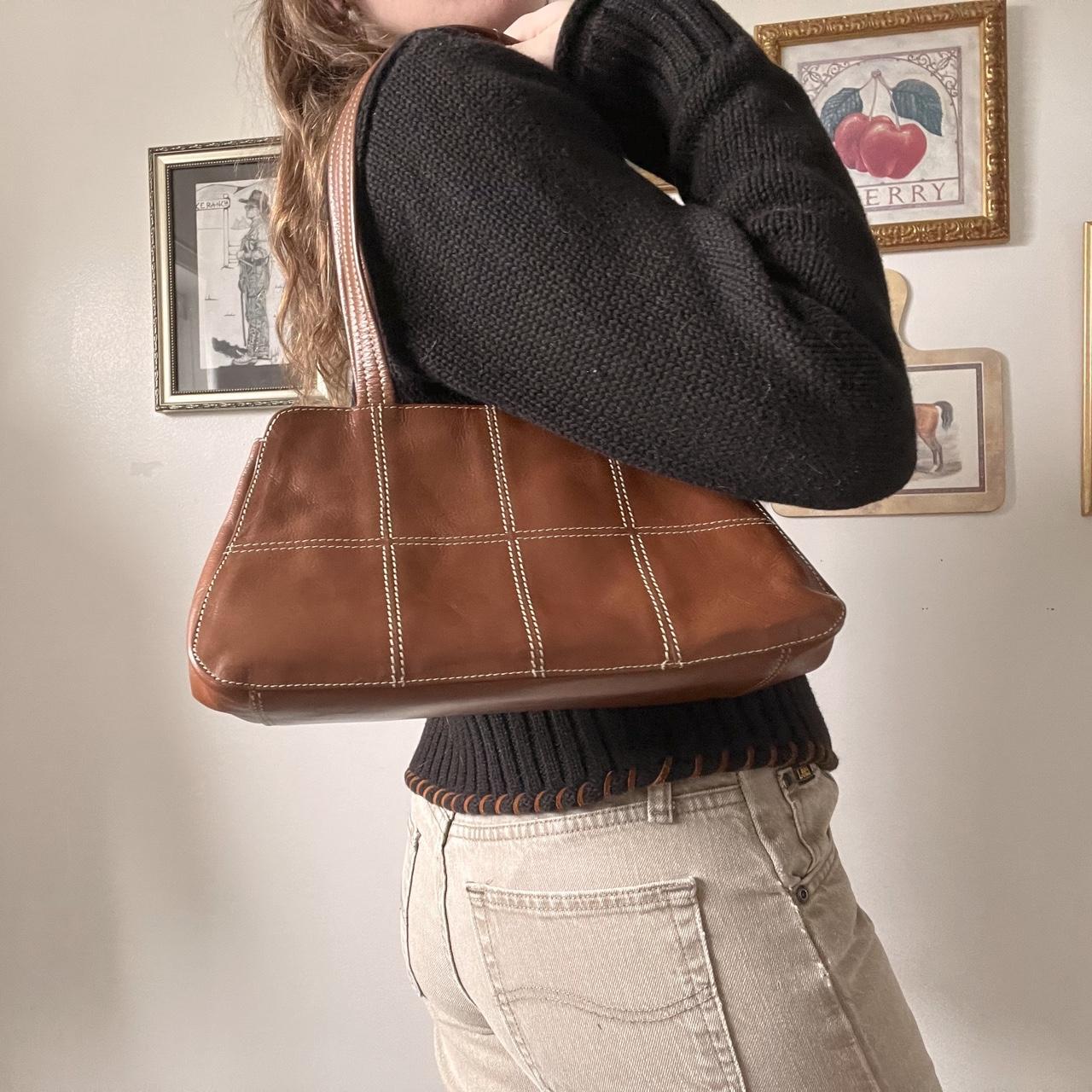 Brown leather shoulder bag